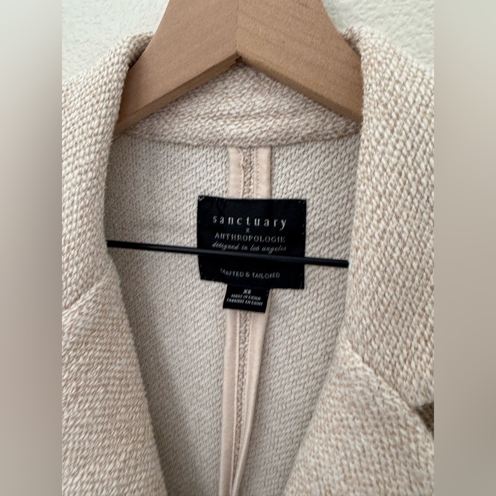 ANTHROPOLOGIE X SANCTUARY Bryce Knit Blazer Beige Neutral XS - Picture 5 of 11
